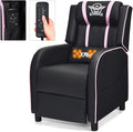 Gaming Recliner Movie Theater Chair w/Adjustable Backrest &amp Footrest Massage Lumbar Pillow Racing Single Sofa PU Leather Reclining Chair for Gaming Room Home Theater (Pink)