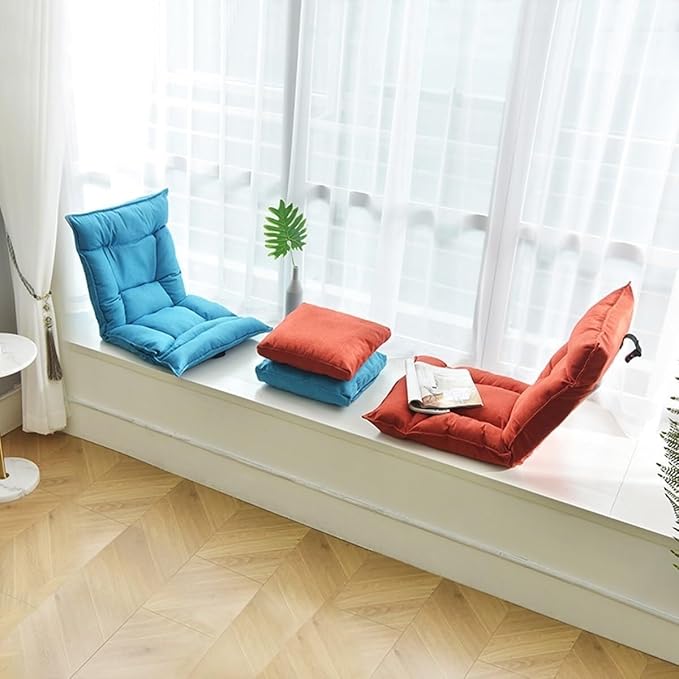 ELEFOCUS Floor Chair with Back Support Folding Floor Gaming Chair with Adjustable Backrest and Head Lazy Sofa Lounger Recliner Chair(/Green a)