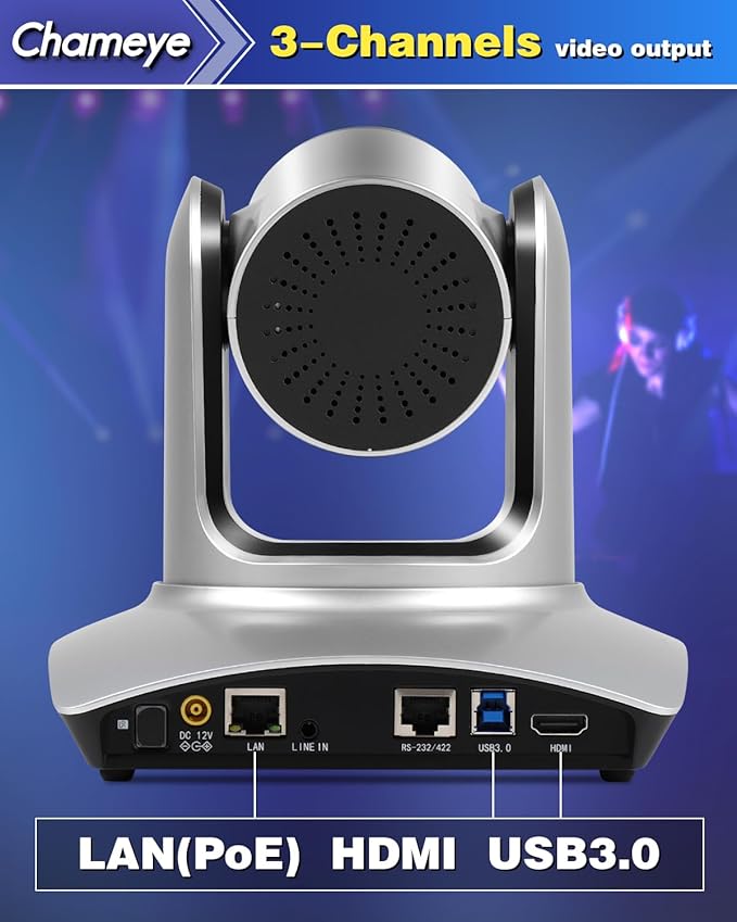 Chameye 4K PTZ Camera 20x Optical Zoom HDMI PTZ Camera 4K for Church Worship Conference Education Events IP PTZ Controller PoE 4D Joystick C420x2+E300