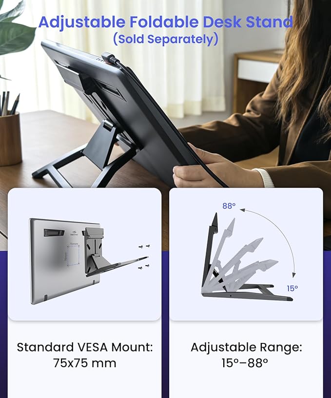 DIGIDRAW Drawing Tablet 18.4in 4K UHD with Touch Screen △E&lt1.3 99.8% sRGB 16K Pressure Battery-Free Pen Fully Laminated Anti-Glare+Anti-Fingerprint Includes Remote Control for Digital Art Animati