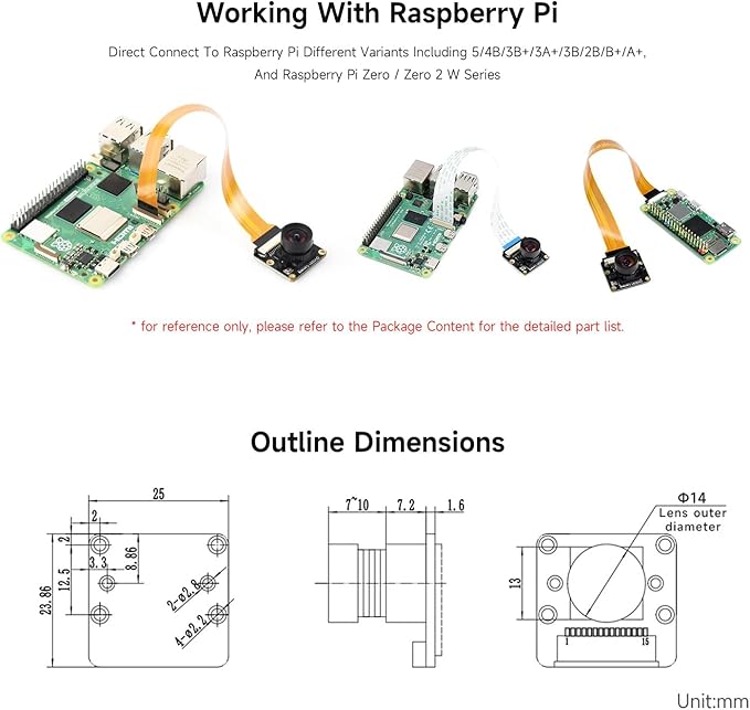 waveshare OV9281-110 Mono Camera Compatible with Raspberry Pi Supports 4B /3B+ /3A+ /Zero/Zero 2 W and CM3/3+/4 Global Shutter 1MP