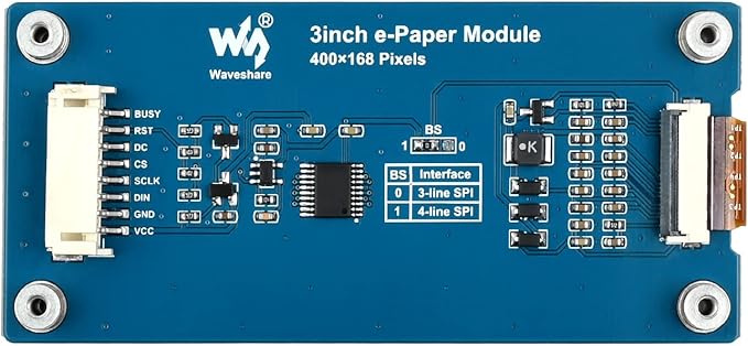 waveshare 3inch E-Paper Module (G) 400 × 168 Resolution e-Ink Display Red/Yellow/Black/White epaper Screen for Raspberry Pi 4B/3B+/3B/2B/B+/A+/Zero/Zero W/WH/Zero 2WJetson Nano/ArduinoSPI Interface