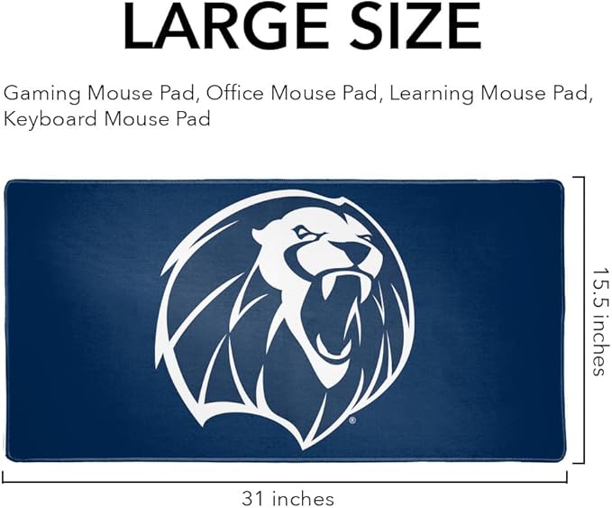 University of Arkansas Fort Smith Lions Primary Logo Large Gaming Mouse Pad Desk Mat with Stitched Edges Non-Slip Base for Gamer Home and Office 31.5 x 15.7