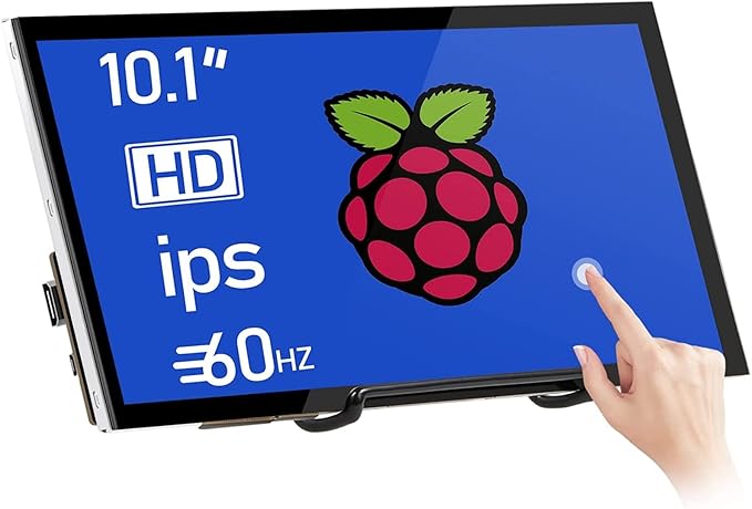 HMTECH Raspberry Pi Screen 10.1 Inch Touchscreen Monitor 1024x600 Portable HDMI Monitor 16:9 IPS Screen Display for Raspberry Pi 5/4/3/2/Zero/B/B+ Win11/10/8/7 Free-Driver