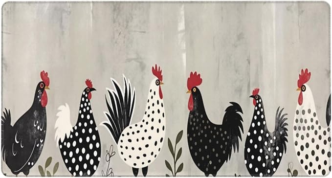 Farmhouse Rooster Hen Desk Cover MatExtended Large Mouse PadComputer Laptop Mat Desk Decor for Office Game Home 30x16 Inch