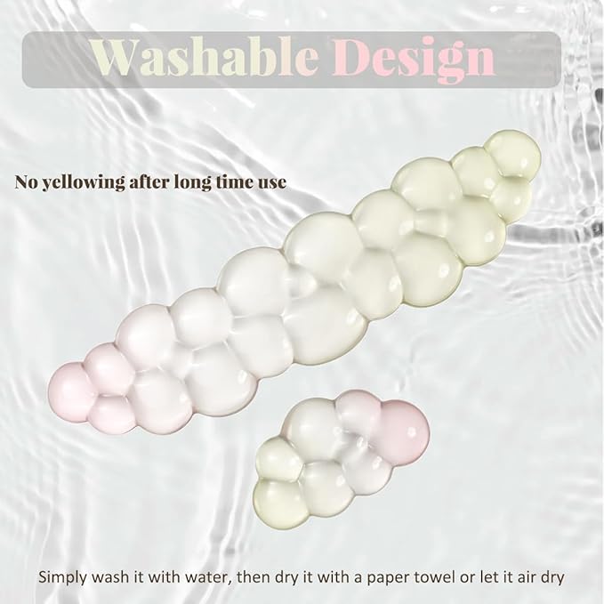 Gel Keyboard Wrist Rest Cloud Set Clear Ergonomic Wrist Support and Arm Support Keyboard Rest for Typing Pain Relief with Non-Slip Soft Washable Wrist Rest(Yellow Pink)