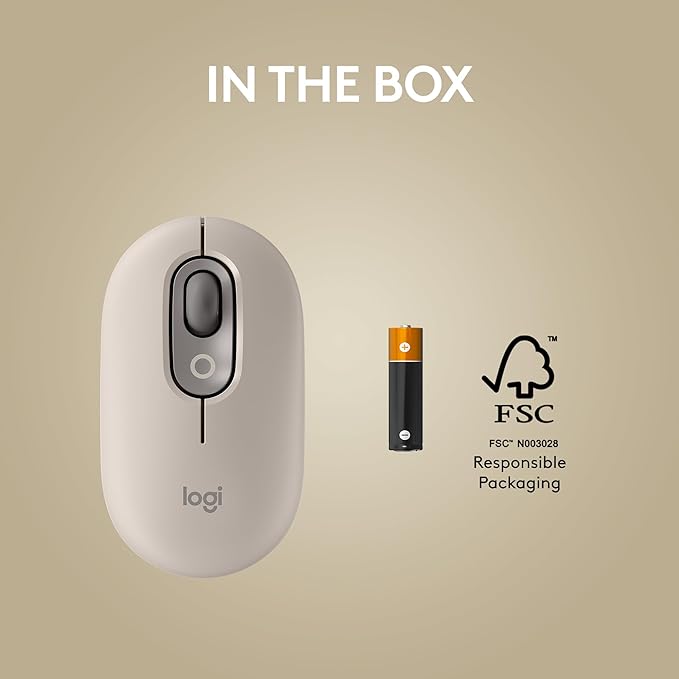Logitech POP Mouse Wireless Mouse with Customizable Emojis SilentTouch Technology Precision/Speed Scroll Compact Design Bluetooth Multi-Device OS Compatible - Mist