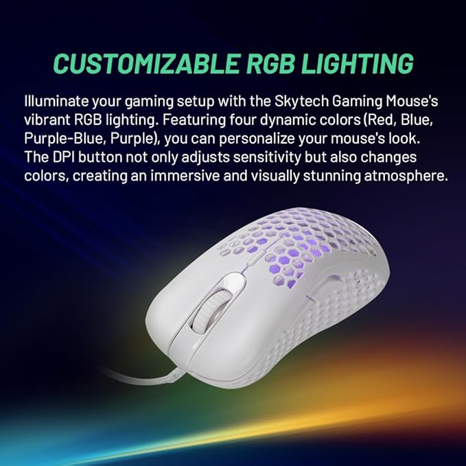 Skytech Gaming Classic RGB Gaming Mouse &amp Keyboard Combo Customizable Chroma RGB Lighting Max 6200 DPI &amp 104 Keys USB Wired Mouse &amp Keyboard Ergonmic Comfortable Feel Design Color Whit