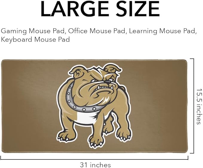 Bryant University Bulldogs Logo Large Gaming Mouse Pad Desk Mat with Stitched Edges Non-Slip Base for Gamer Home and Office 31.5 x 15.7