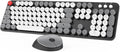 Wireless Keyboard Mouse Combo Colorful Mouse and Keyboard Combo 104 Keys Cute Wireless Keyboard with Number Pad for Windows Computer PC Notebook Laptop (Grey)