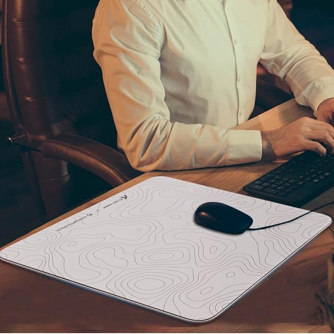 Attack Shark CM05 Contour Glass Gaming MousepadNano-Micro-Etched TextureSmooth Glass SurfaceHigh AccuracyFast-MovingAnti-ScratchPU Leather Super Non-Slip BaseLarge Size(450×400mm)White contour
