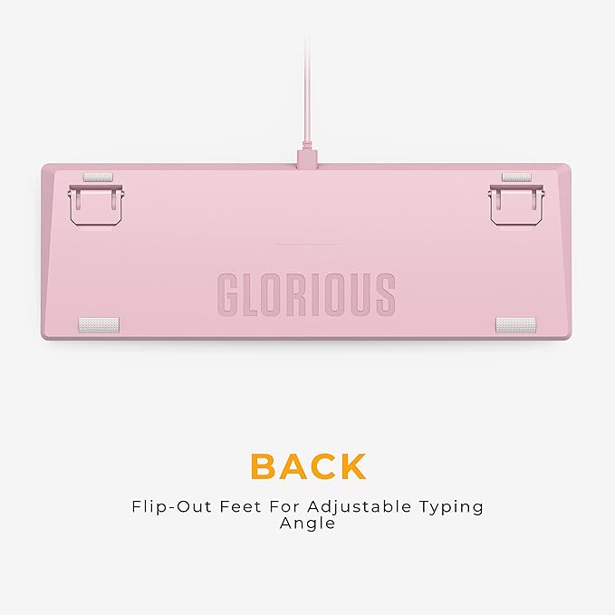 GLORIOUS Gaming - Custom Keyboard - Hot-Swappable Mechanical Switch - Full Size Pink Wired Keyboard - Low Profile - Cherry Mx Style - Double Shot Key Cap &amp Linear Switch