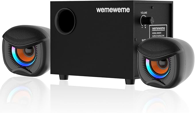 Computer Speakers PC Speakers with Subwoofer 2.1 Gaming Speakers for Desktop PC USB Powered Wired 3.5mm Aux for Monitor Laptop Desk