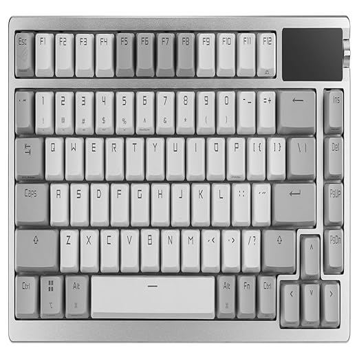 ASUS ROG Azoth Wireless Mechanical Gaming Keyboard – 75% TKL Tri-Mode Connectivity Hot Swappable Pre-lubed ROG NX Snow Linear Switches PBT Keycaps RGB OLED Display PC/Mac Support - White