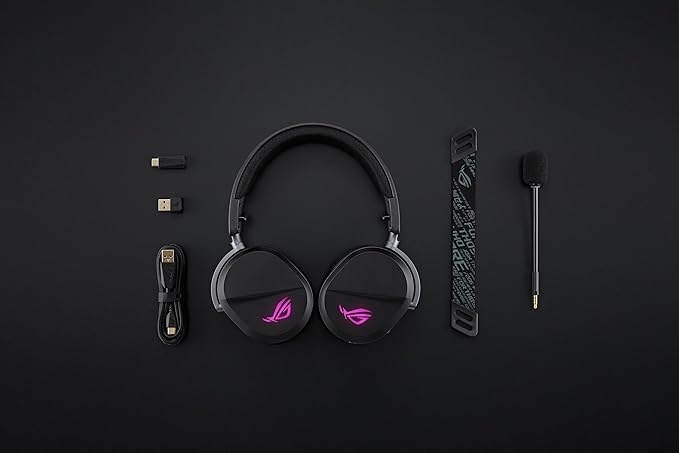 ASUS ROG Pelta Wireless Gaming Headset with Detachable Mic – Tri-Mode (BT 2.4GHz USB-C) 50mm Titanium-Plated Drivers 70Hr Battery Ergonomic Lightweight for PC PS5 PS4 Switch Mobile - Black
