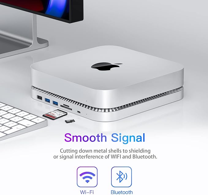 RayCue Mac Hub &amp Stand with SSD - Type-C USB 3.0/2.0 Ports Card Readers - Fits 2.5 Inch SSD for Mac Studio Mac Mini M1/M2