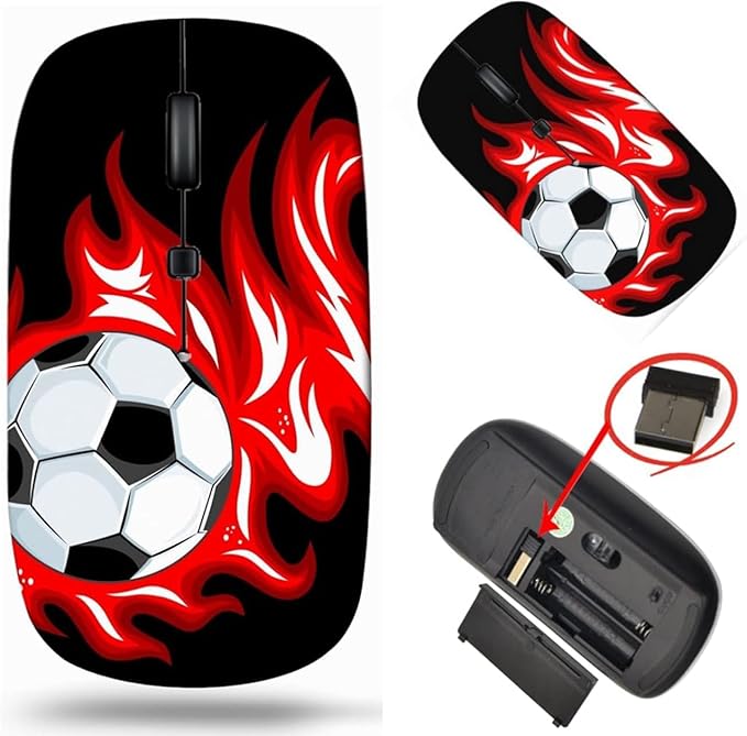 maizi Wireless Mouse MacBook for Mac Laptop PC Chromebook Wireless Mice MacBook Image ID: 13295369 Football and Soccer b 2.4G Lightweight with USB Receiver Printed in USA