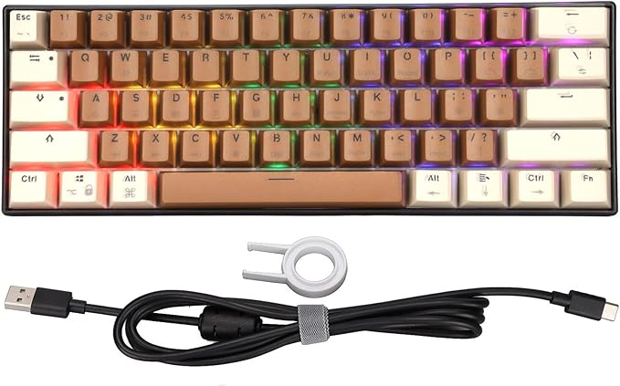 Wired Mechanical Keyboard 61 Keys Mechanical PC Gaming Keyboard Color Mixing Quick Response Ergonomic Wired Keyboard for for Android for iOS (Blue Switch)