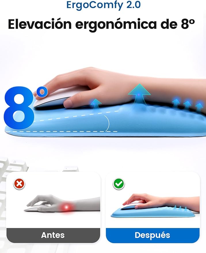 Vaydeer Ergonomic Mouse Pad with Wrist Rest – Memory Foam Mouse Pad with Wrist Support &amp Massage Bulge Non-Slip PU Base Relieves Carpal Tunnel Pain – Ideal Mouse Wrist Rest for Office &amp Home