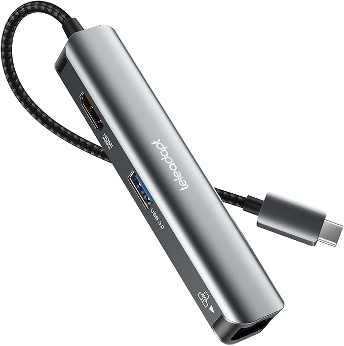 USB C Hub Adapter 5 in 1 USBC Multiport Adapter with 4K USB C to HDMI 1Gbps Etherent 3 USB 3.0 Ports for MacBook Pro MacBook Air iPad Pro Dell XPS and More