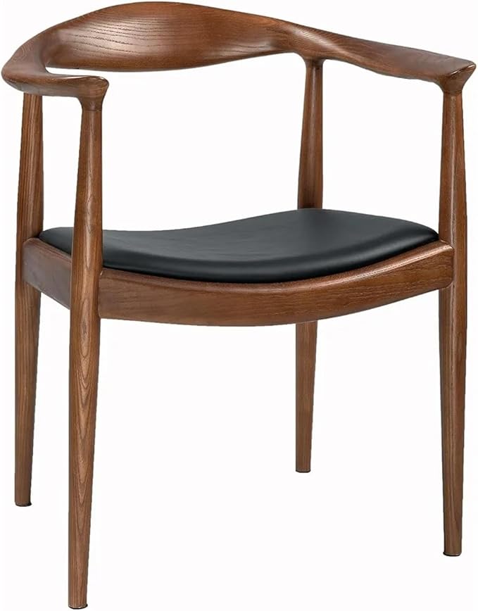 Adjustable Office Computer Chair with Armrest 1pcs Contemporary Style Upholstered Wooden Dining Seat Chair with Armrests(Natural Wood Color)