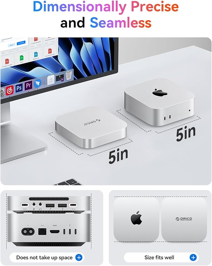 ORICO MiniMate Pro+ 40Gbps Mac mini M4 Docking Stand &amp Hub with Built-in 4TB NVMe SSD (Non-Removable) Mac mini M4 and M4 Pro 2025 Aluminum USB4 Dock 3.5mm Audio I/O 2×USB-A Compatible with USB