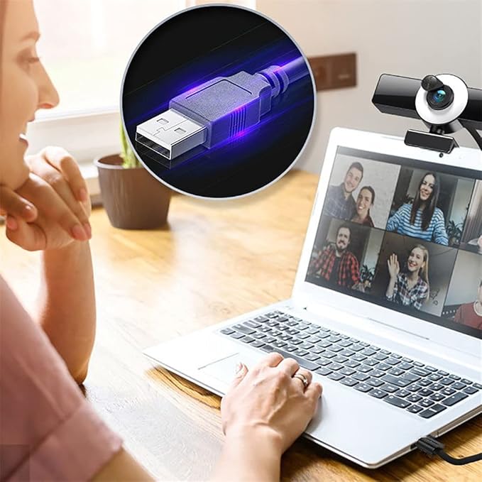 Webcam 4K Web Camera LED Fill Light Microphone Cam PC Laptop Stream Video Conference