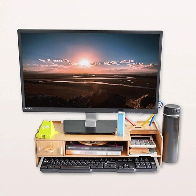 Computer Stand Display Heightening Base Simple Desktop Computer Monitor Laptop Heightening Base Bracket Office Storage Rack Laptop Stand(Natural)