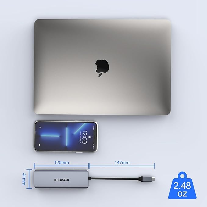 USB C Hub Dual HDMI Adapter OBERSTER 9-in-1 Triple Display Docking Station 4K HDMI with Collage Display Mode VGA 100W PD 3 USB 3.0 and TF/SD Card Compatible with MacBook and Windows