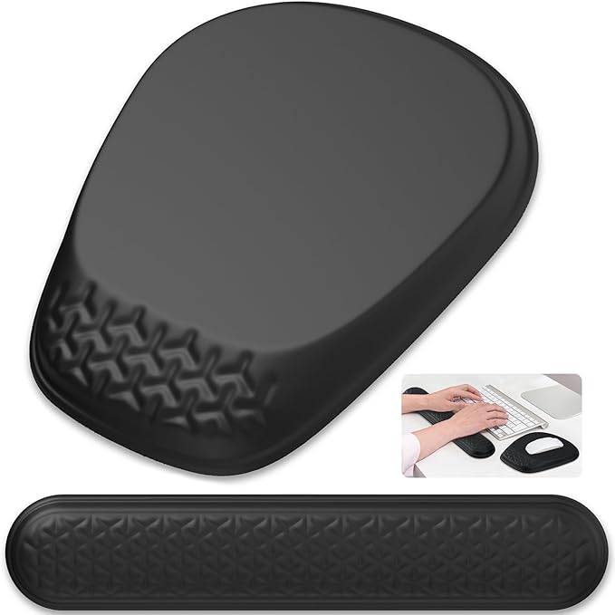 Mouse Pad with Wrist Rest Comfortable Keyboard Wrist Rest Memory Foam Wrist Rest for Computer Keyboard Ergonomic Mouse Pad Set for Easy Typing &amp Pain Relief for Office Black
