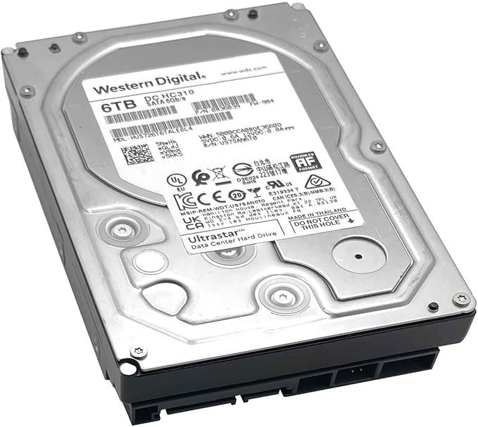 Western Digital 6TB Ultrastar DC HC310 SATA HDD - 7200 RPM Class SATA 6 Gb/s 256MB Cache 3.5inch - HUS726T6TALE6L4 (Renewed)
