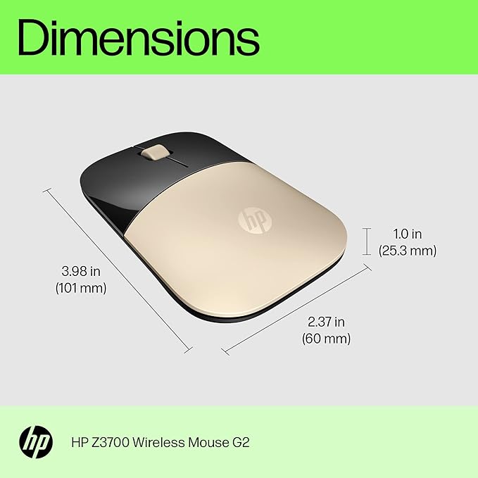 HP 2.4GHz Wireless USB Mouse Z3700 (Matte Gold/Glossy Black) Modern Gold (X7Q43AA#ABL)