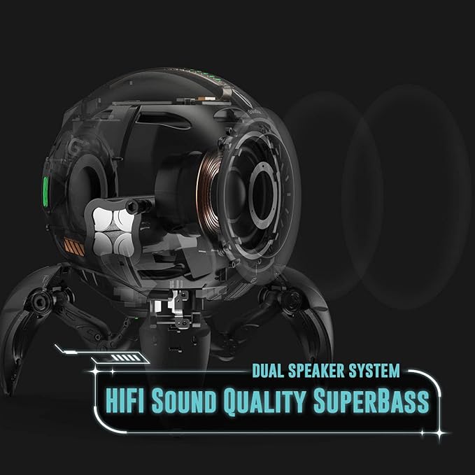 GravaStar Mars Pro Bluetooth Speaker Deep Bass Loud Stereo Sound 15H Playtime 6 RGB Lights Dual Pairing Portable for Home Outdoors Party Camping Home Gifts