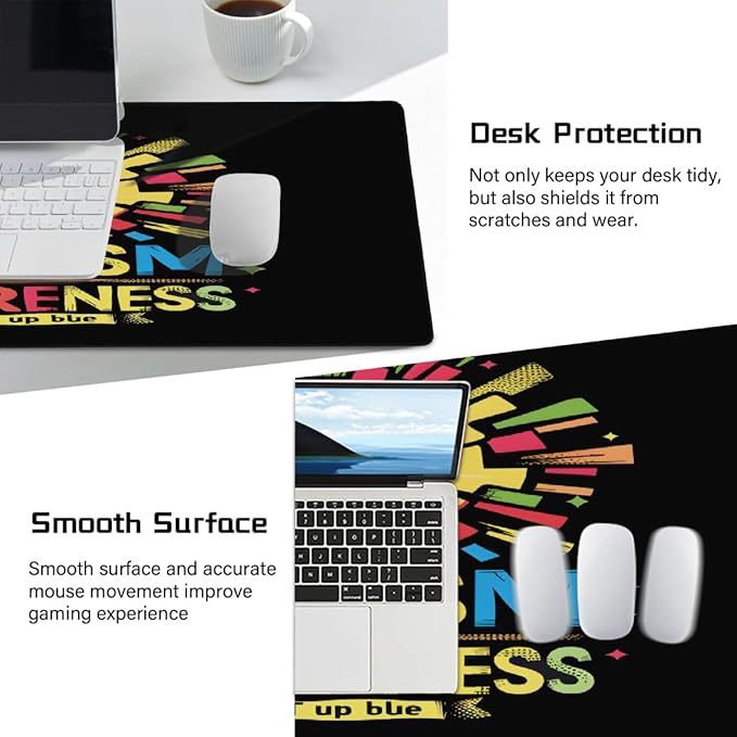 Large Mouse Mat Light Bulb Color Autism Computer Mousepad with Non-Slip Rubber Base Waterproof Mouse Pad Keyboard Pad for GamerHome School Laptop Office Accessories35.4x15.7 in