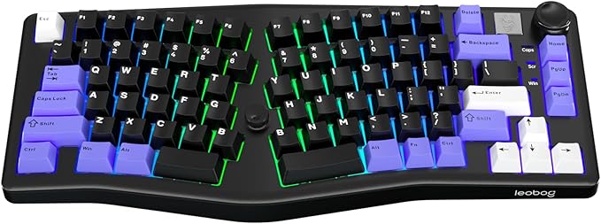 x LEOBOG A75 Alice Ergonomic Keyboard Wireless Mechanical Gaming Keyboard Tri-Mode BT5.0/2.4G/Wired with Joystick and Knob 75% Layout RGB Backlit Hot Swappable Linear Switches for Win