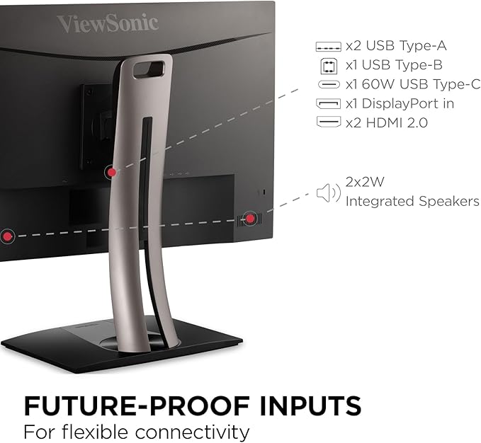 ViewSonic VP275-4K 27 Inch IPS 4K UHD Monitor Designed for Surface Advanced Ergonomics 100% sRGB 60W USB C HDMI and DisplayPort
