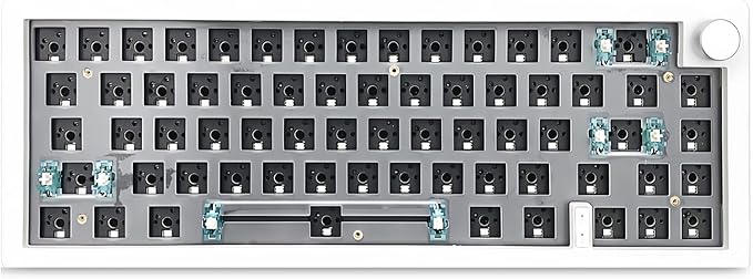 GMK67 Keyboard Barebones KitHot-Swap PCB Bluetooth 5.0/2.4G/Type-C Tri-Mode 65% Mini Custom RGB Wireless Mechanical Keyboard with Knob Gasket Mount Programmable Gaming DIY Kit (White)