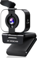 MELCAM 2K Webcam for PC Web Camera with Microphone Light Privacy Cover Plug and Play Autofocus USB Computer Camera for Laptop Desktop PC Mac Zoom Skype Meeting Streaming(Black)