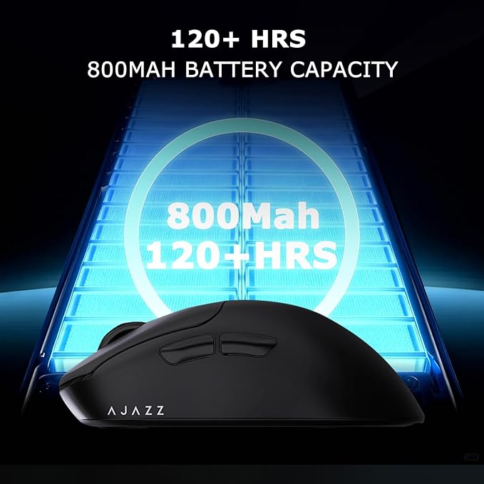 AJ179 V2 Wireless Gaming Mouse Tri-Mode 2.4G/Bluetooth/Wired 800mAh Battery 58g Ultra-Light PAW3311 12000 DPI Right-Handed Programmable 6 Buttons - Perfect for Gaming Work &amp Travel (Black)