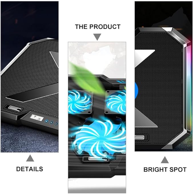 DOITOOL Cooling Pad for Laptop RGB Luminous Base Led Fan for Gaming Notebook Quiet Design