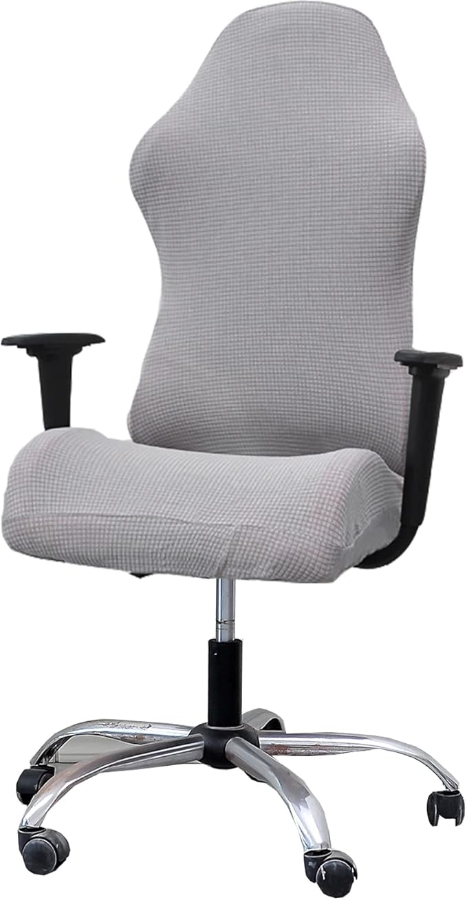 YOPOIY Jacquard Gaming Chair Cover for Adults Video Removable Game Chair Cover Washable Racing Gaming Chair seat Cover Furniture Protector -Light Gray