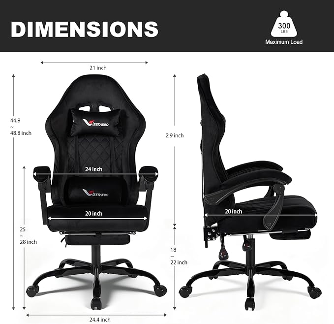 Velvet Gaming Chair for Adults with Pocket Spring Cushion SeatSoft Gaming Chair Fabric with Extendable Footrest Swivel Recliner with Ergonomic Lumbar Support and Headrest for Home/Office(Blue)