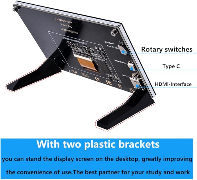 GeeekPi 7-Inch Screen for Raspberry Pi 1024x600 IPS LCD Display HDMI Portable Monitor for Pi 5/4B/3B+/3B Win11/10/8/7 Free-Driver