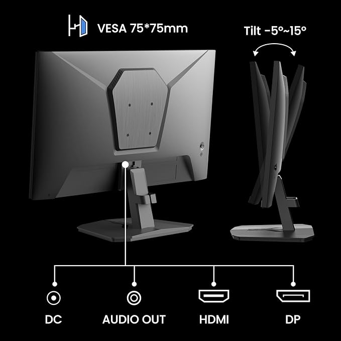 SANSUI 24 Inch Gaming Monitor 160Hz FHD 1080P Computer Monitor FreeSync 1ms 4000:1 Contrast HDMI DP Ports VESA Support Eye Care Monitor for Gaming Office (HDMI Cable Included ES-G24F4M)
