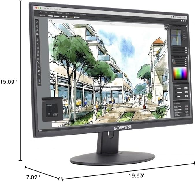 Sceptre 22 Inch LED Monitor 1080p 75Hz 99% sRGB Build-in Speakers HDMI x2 VGA Machine Black