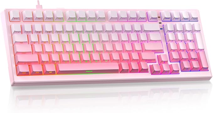 CC MALL X98 Ultra Wireless Mechanical KeyboardHot Swappable Custom Keyboard with Number PadLinear SwitchesTri-Mode BT5.0/2.4GHz/USB-CRGB Backlit Pink Gaming Keyboards for Win/Mac/PC