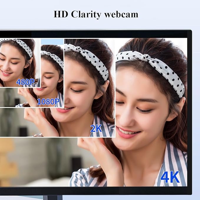GIZNXBA PC Webcam with Autofocus Clear Audio HD Light Correction Noise-Reducing Wide Field of View Streaming USB Computer Camera with Microphone for Laptop Desktop(4K)