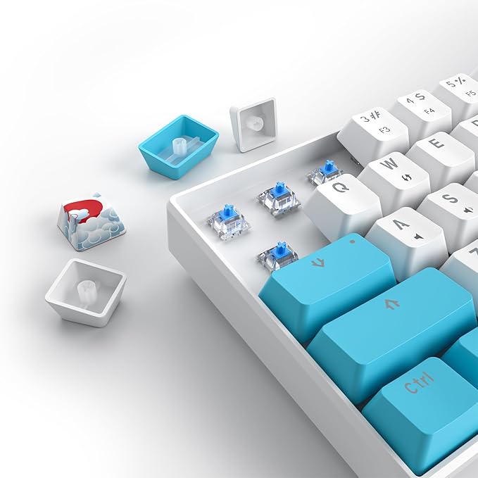 65% Mechanical Keyboard 68-Key Wired Gaming Keyboard with Blue Switch RGB Lighting Effect PBT Keycaps Ultra-Compact Mini Keyboard Suitable for Win/Mac(68 Sea)