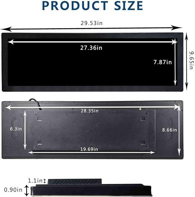 VSDISPLAY 28.6 Inch Digital Signage Commercial Display Advertising LCD Monitor Android7.1 IPS Screen 1920x540 for Store Supermarket Exhibition Marquee Display