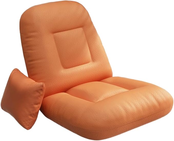 Floor Chair with Back Support 5-Position Adjustable Floor Chair Portable Floor Chair Floor Lazy Sofa Recliner for MeditationReadingGaming Orange- Technical Cloth